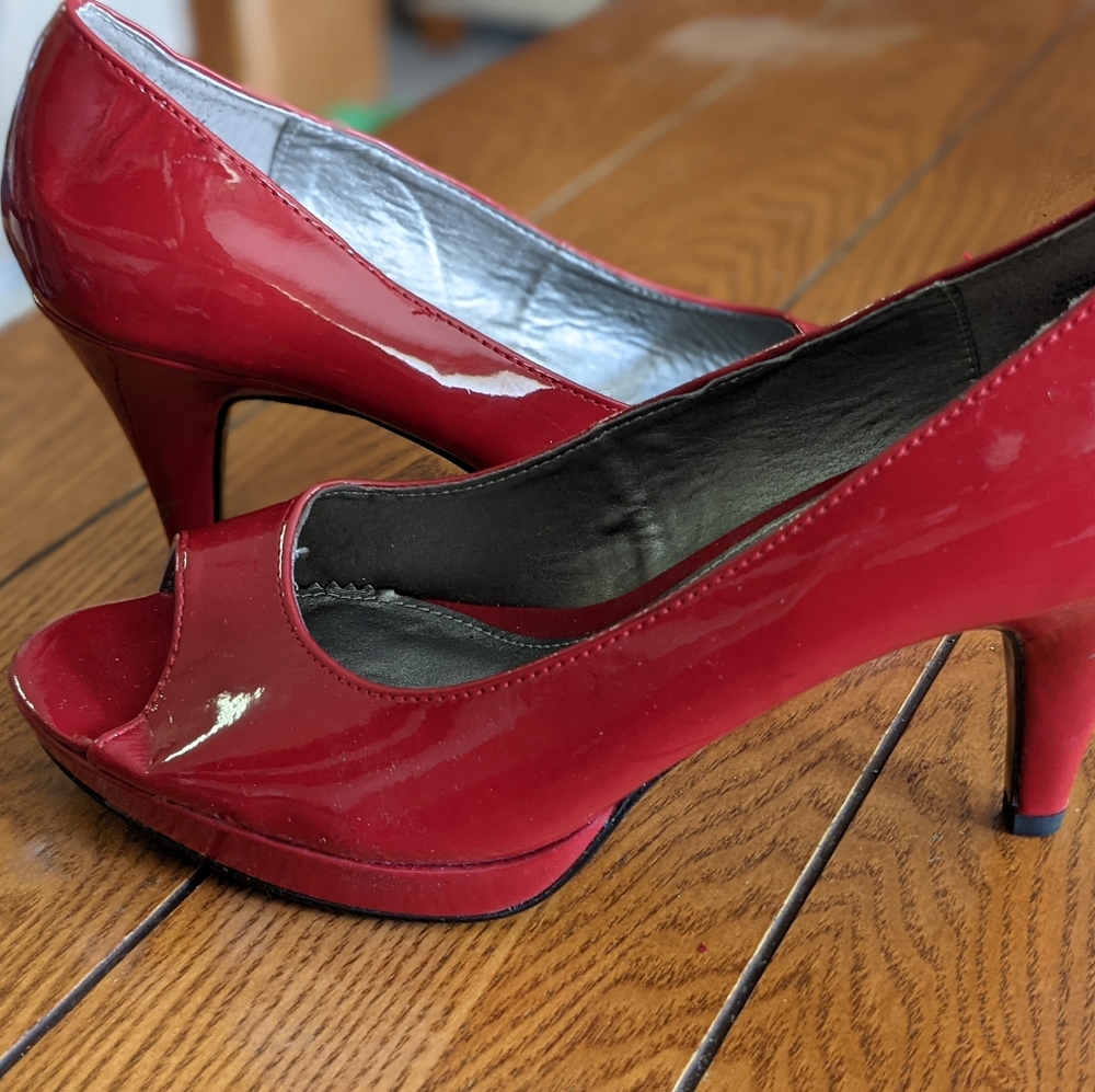 Red Peep Toes, Size 9, Never Worn!